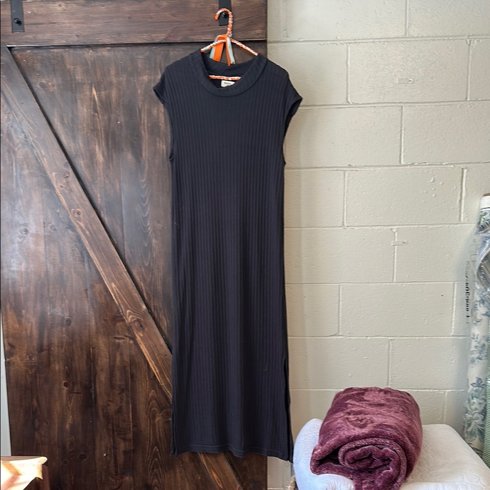 Cost Plus World Market Black Ribbed Maxi Dress